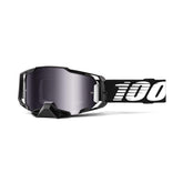 100% ARMEGA Goggles with black frame offer clear visibility for dirt bike riding.