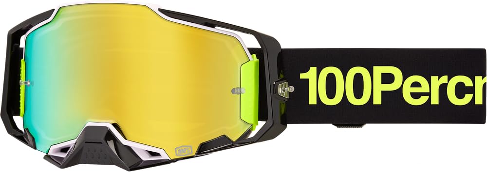 100% Armega Goggles with mirror gold lens for sharp visibility on overcast tracks