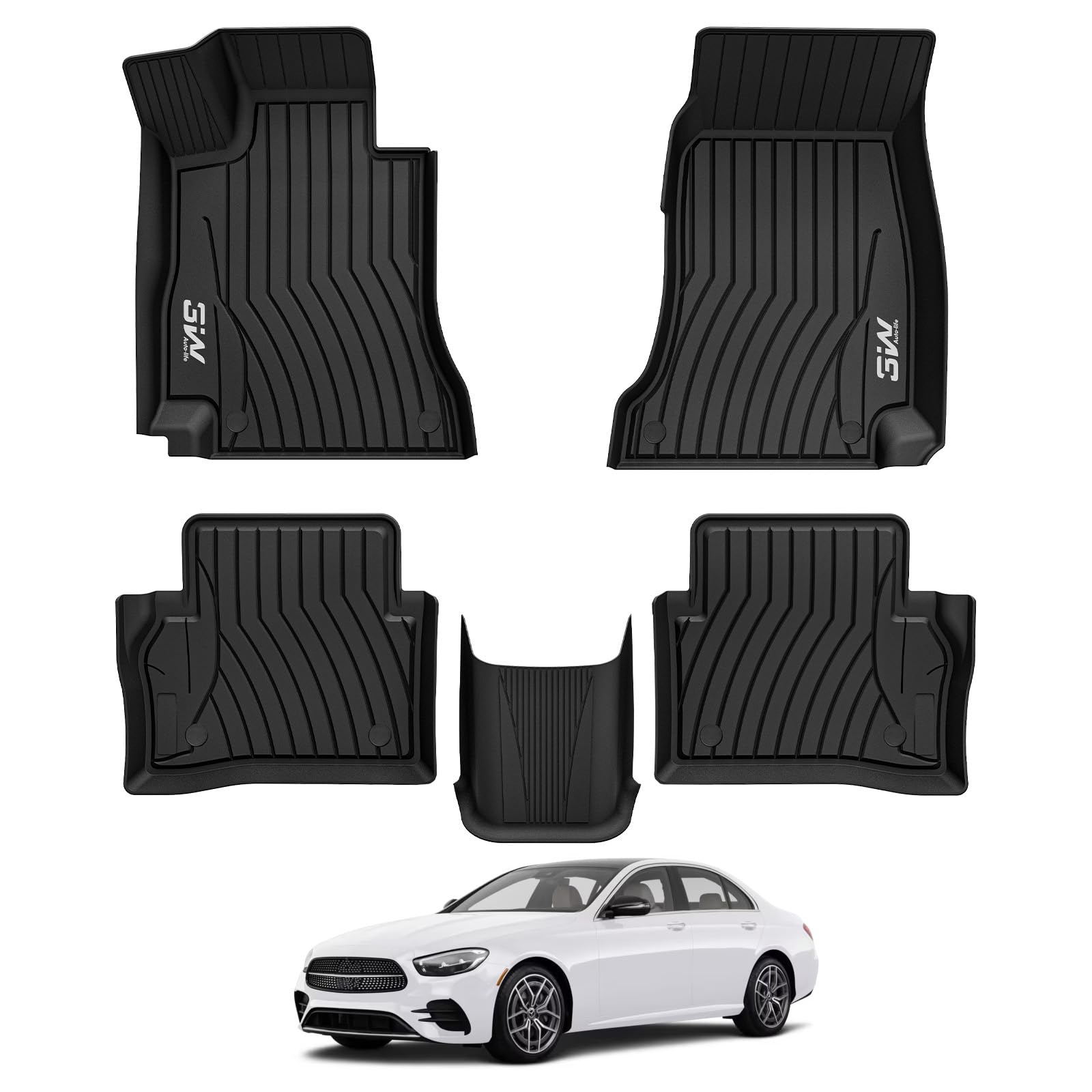 3W Benz E-Class floor mats with edge-to-edge fit for full coverage