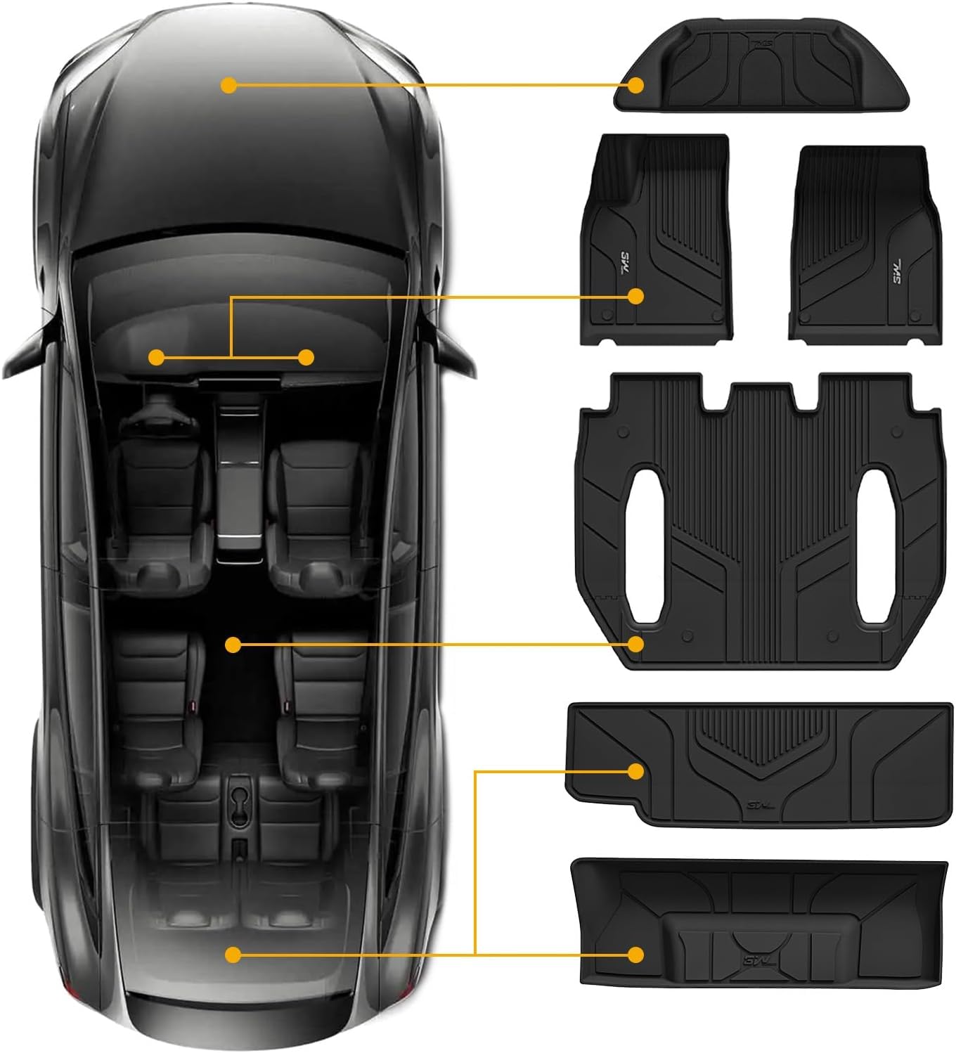 3W Cargo Liner for Tesla Model X rear floor mat offers secure fit and all-weather protection.
