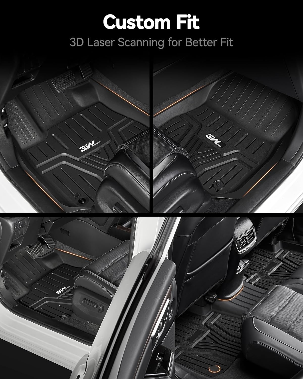 3W floor mats for Honda Odyssey 1st row protection.