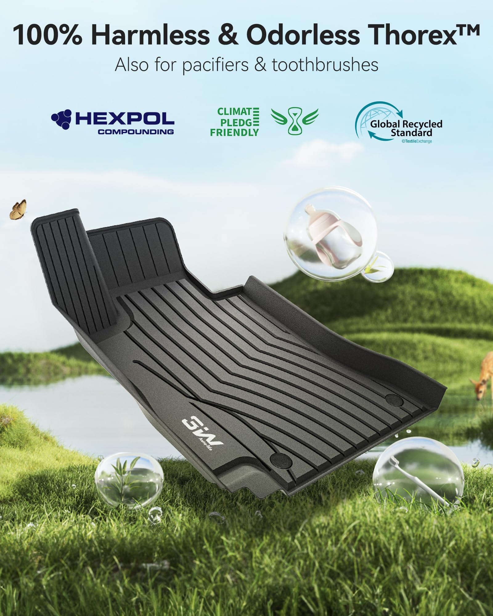 Black color 3W floor mats complement Mercedes E-Class interiors