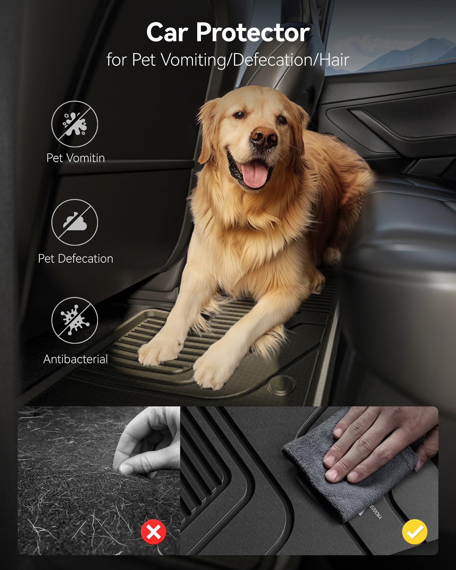 3W Odyssey floor mats easy to clean.