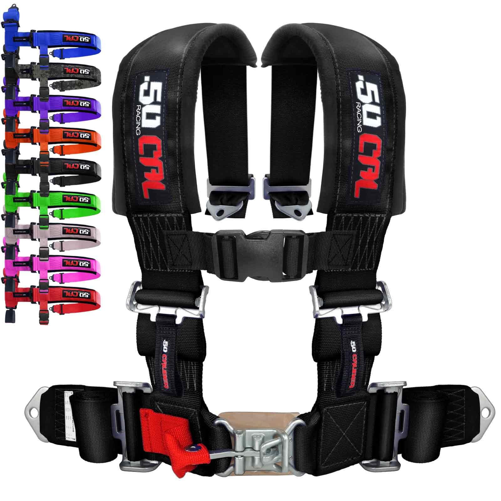 50 Caliber Racing 4-Point Harness with Ultra Kush padding offers comfort on rugged off-road rides.