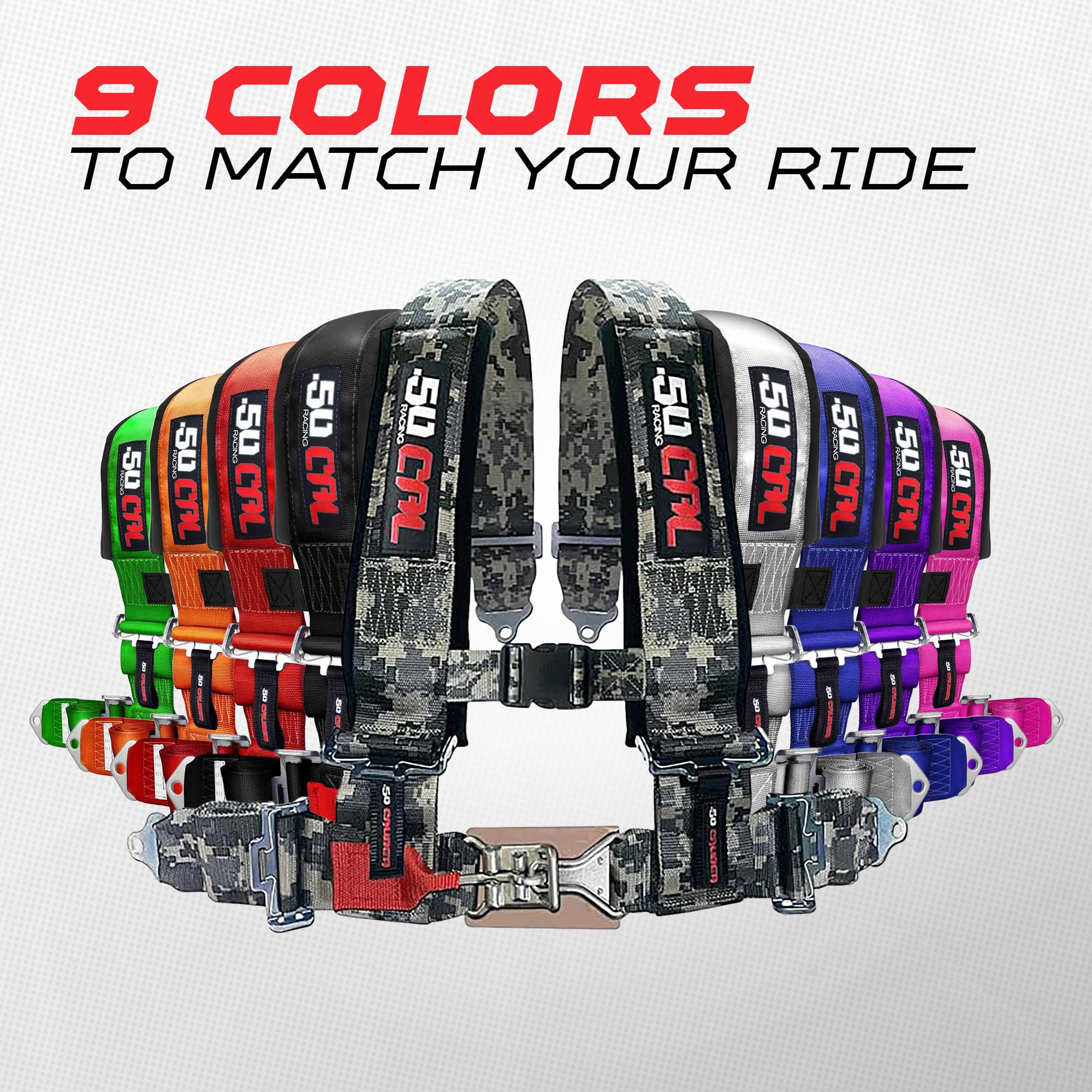 50 Caliber Racing 5 Point Harness installation hardware included for easy setup