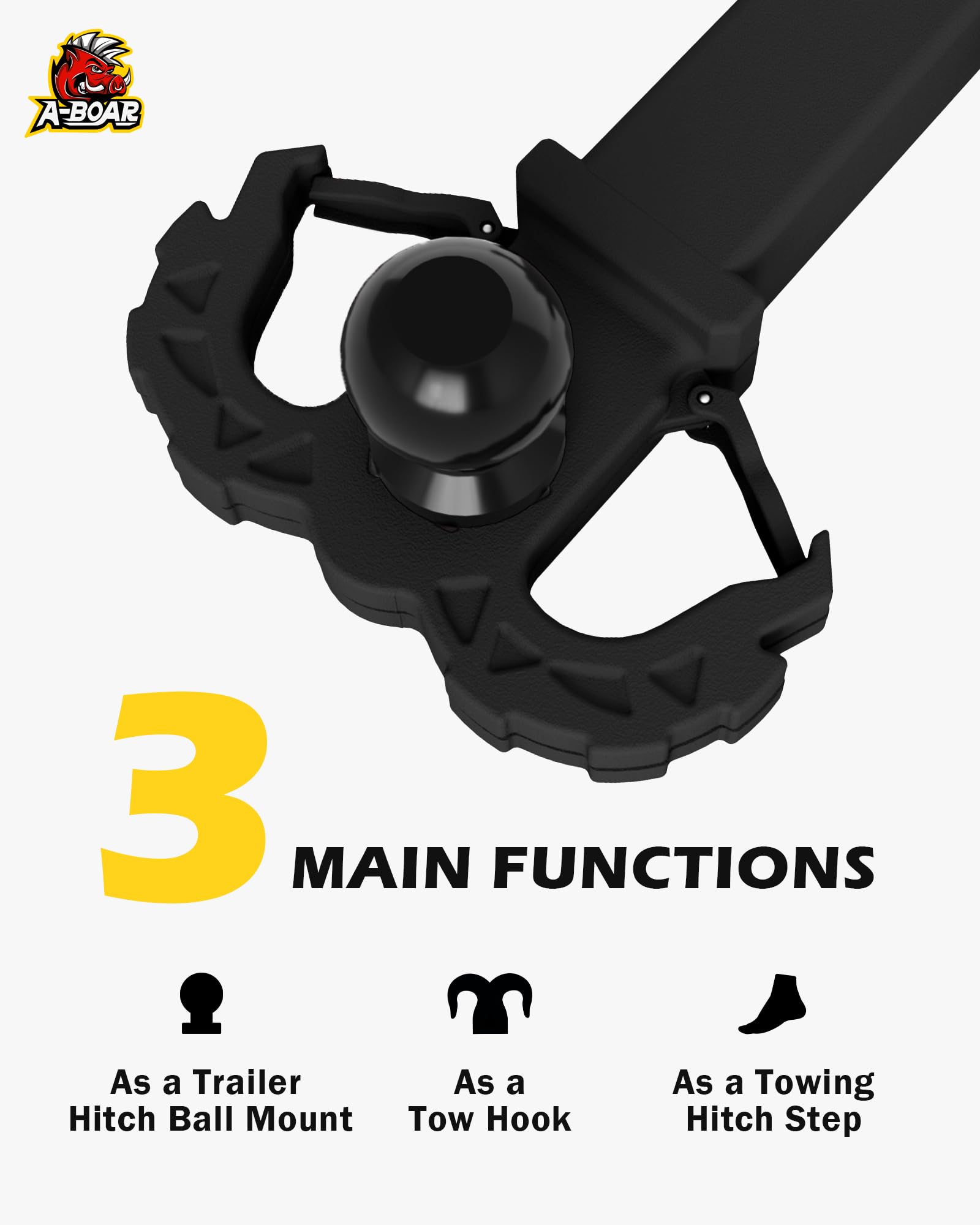 A-BOAR drop-forged steel hitch step demonstrates durability in harsh weather.