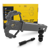 A-BOAR hitch step with 2-inch ball on top for easy access and towing.