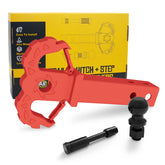A-BOAR towing hitch step with 2-inch ball on top for versatile RV towing and recovery.