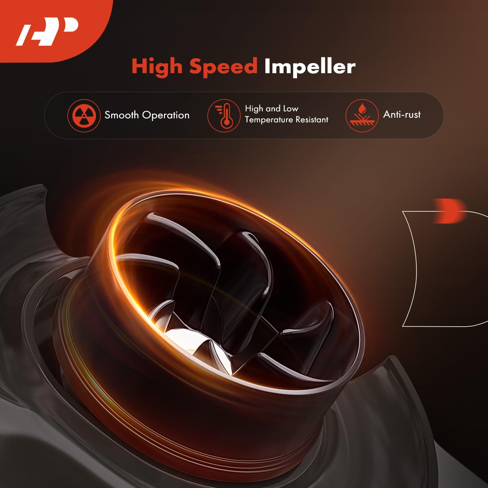 Durable plastic impeller detail suited for 2.0L BMW engines