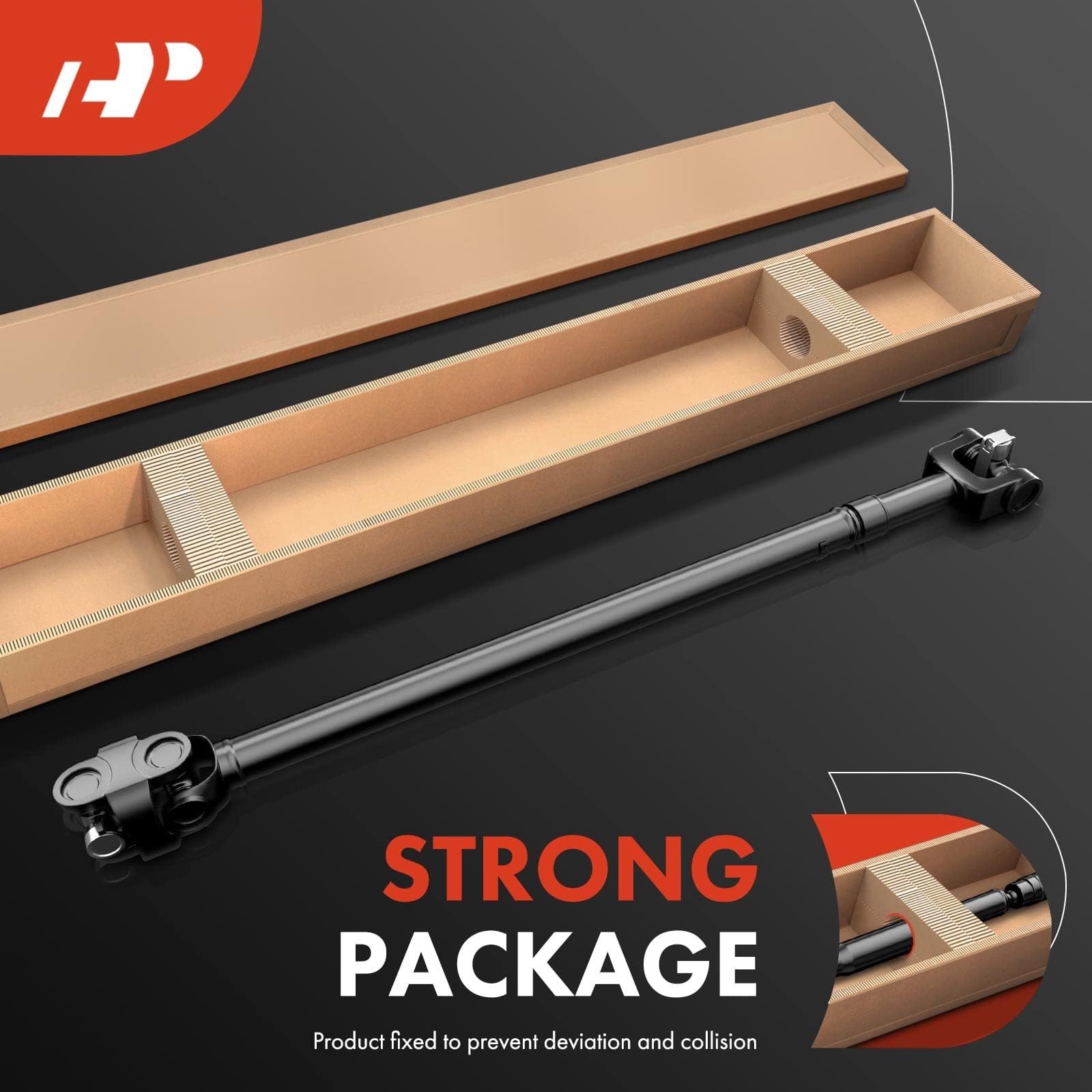 A-Premium front driveshaft assembly installed on vehicle angle test-fit image.