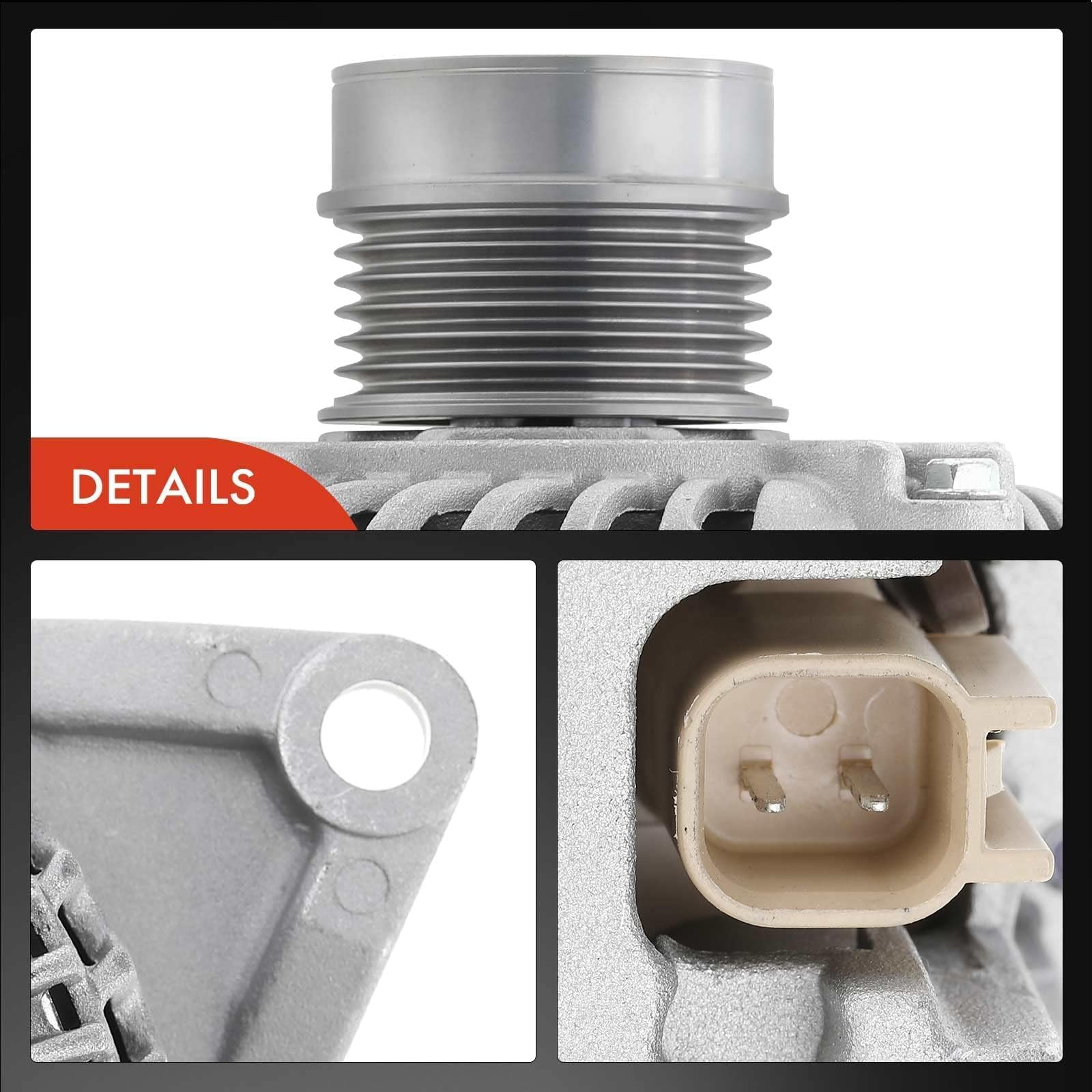 A-Premium alternator pulley detail with 6-groove clutch for reliable belt engagement