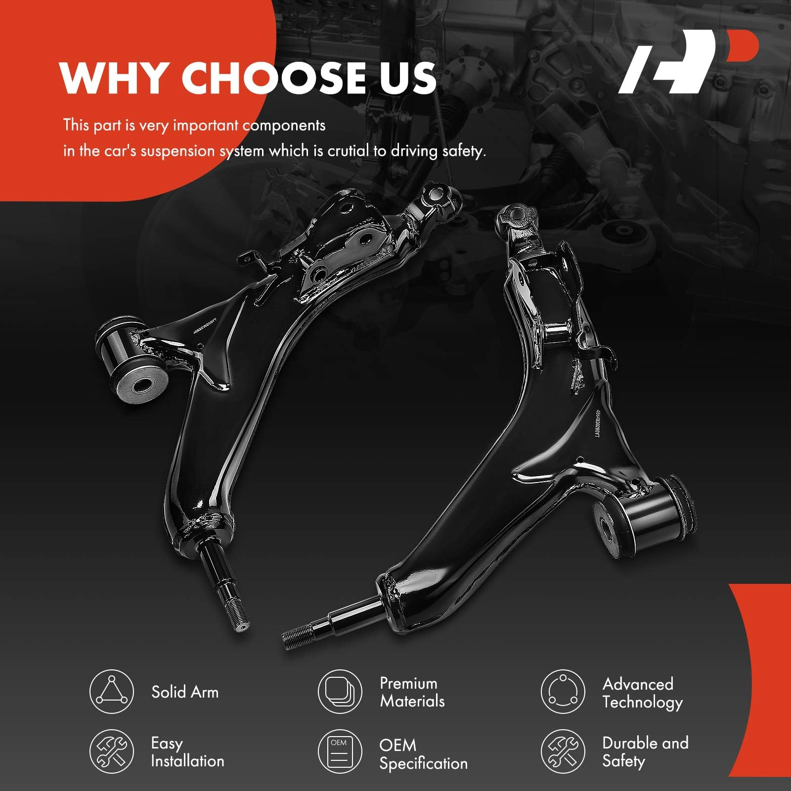 A-Premium front lower control arm assembly during installation for Lexus