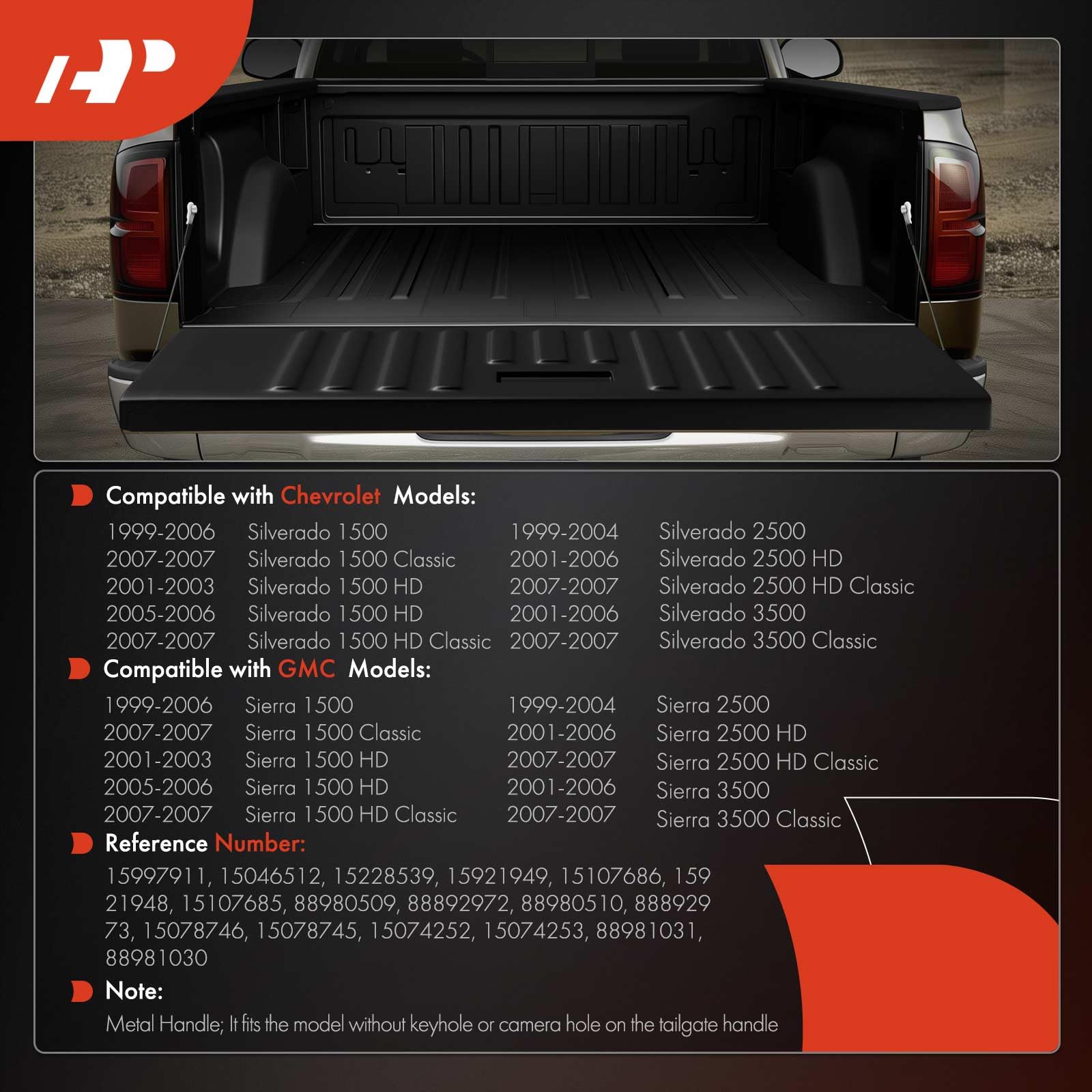 A-Premium tailgate bezel in black textured finish for seamless install