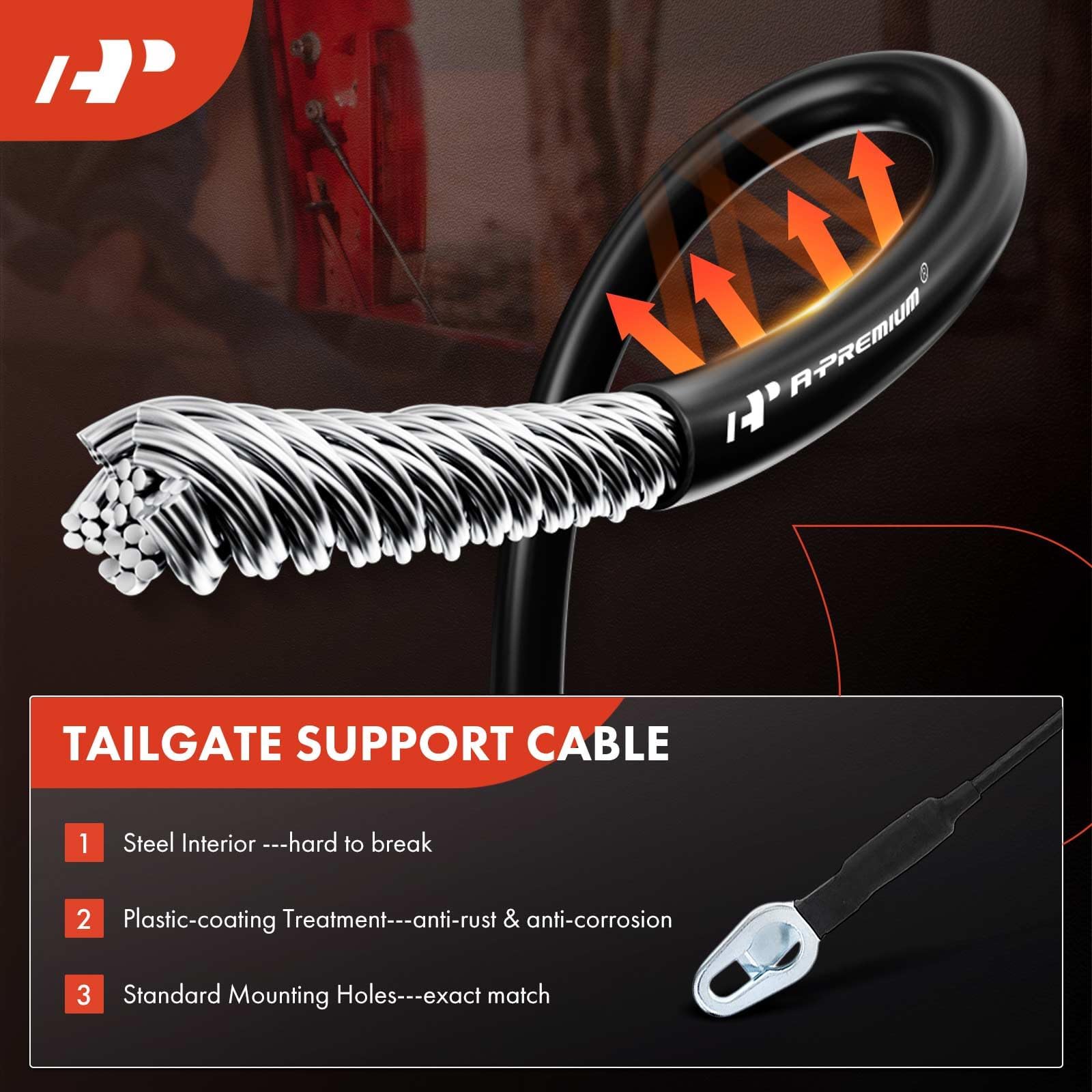 A-Premium tailgate hinges provide sturdy mounting for long-term use