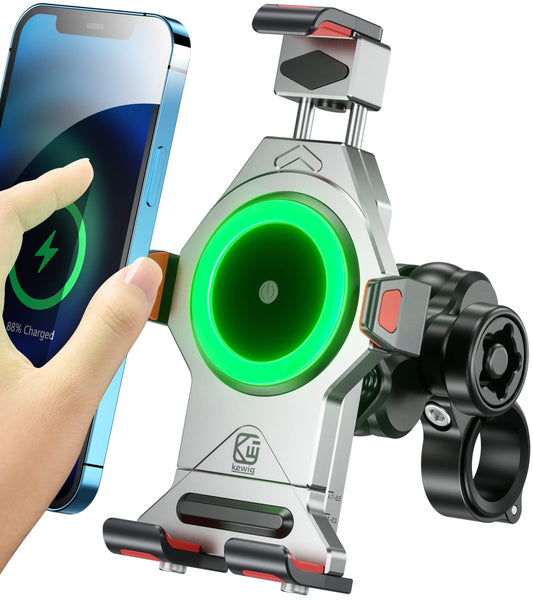 BRCOVAN motorcycle mount with Qi-15W charger keeps your phone powered while riding.