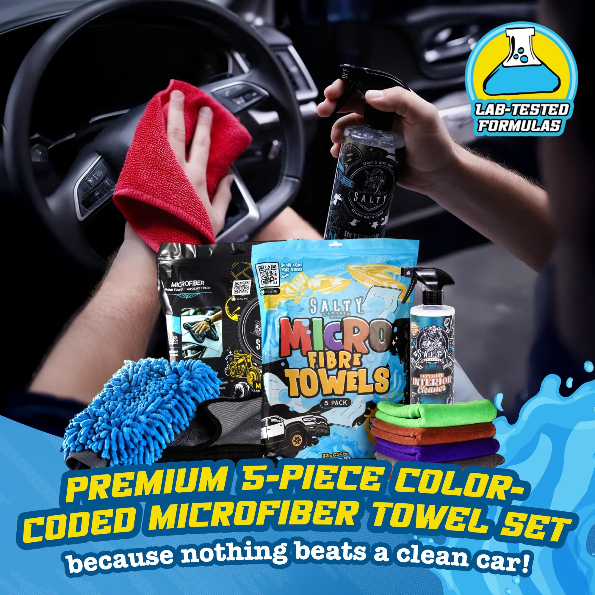 Salty Captain Interior & Glass Cleaner leaves clear, streak-free panels.