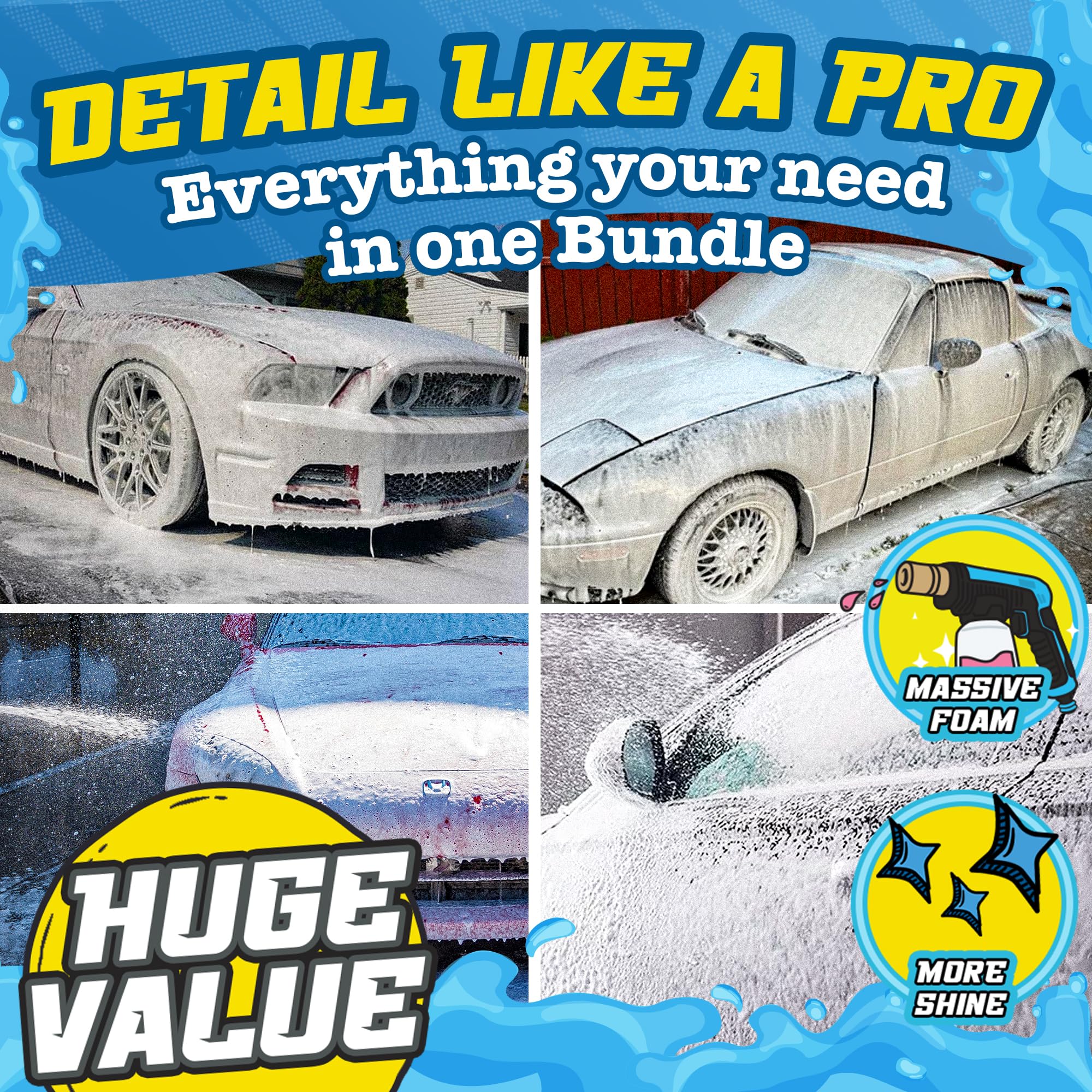 Salty Captain Mega microfiber towels for a streak-free finish.