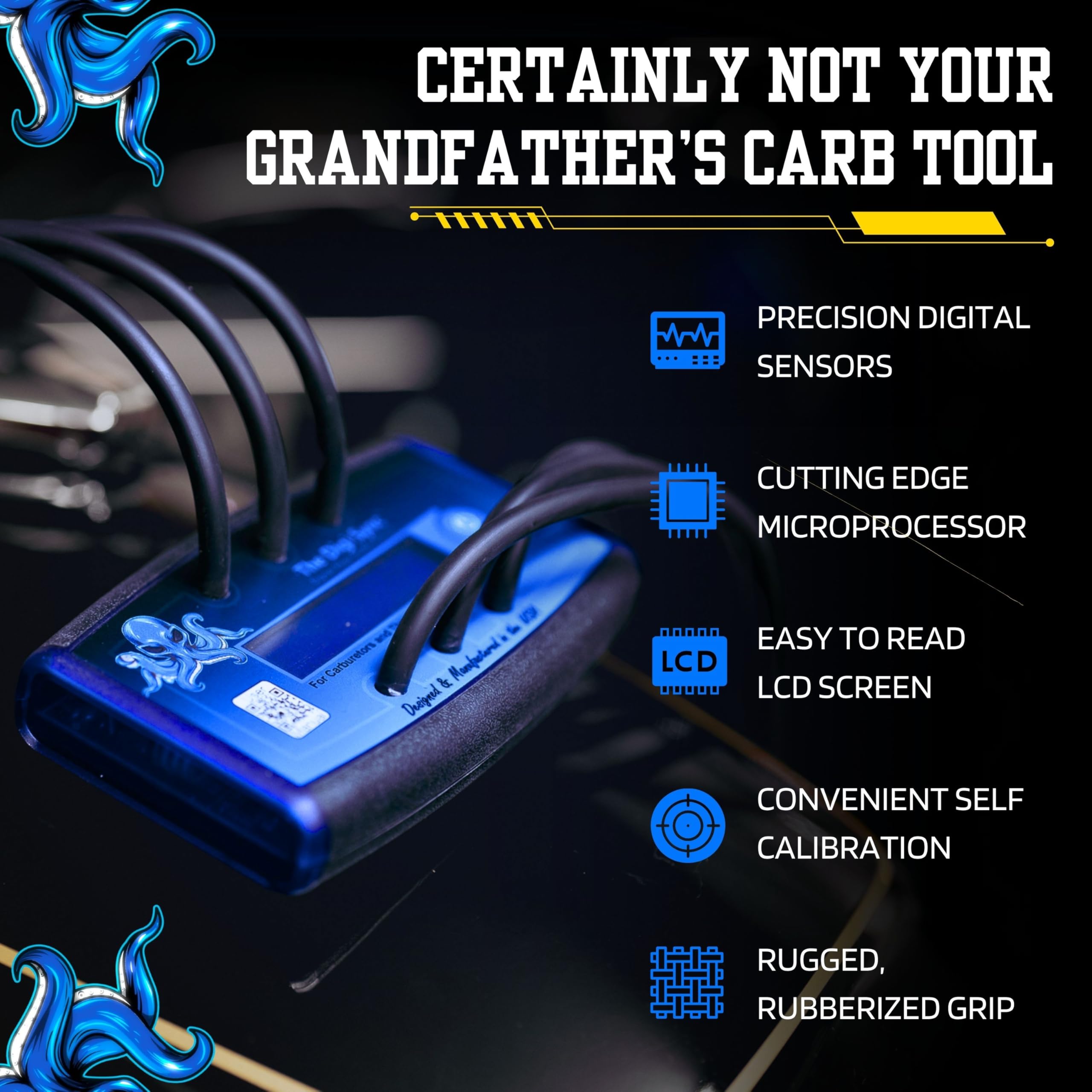 The Digi Sync LCD readouts provide clear data during on-vehicle balancing.