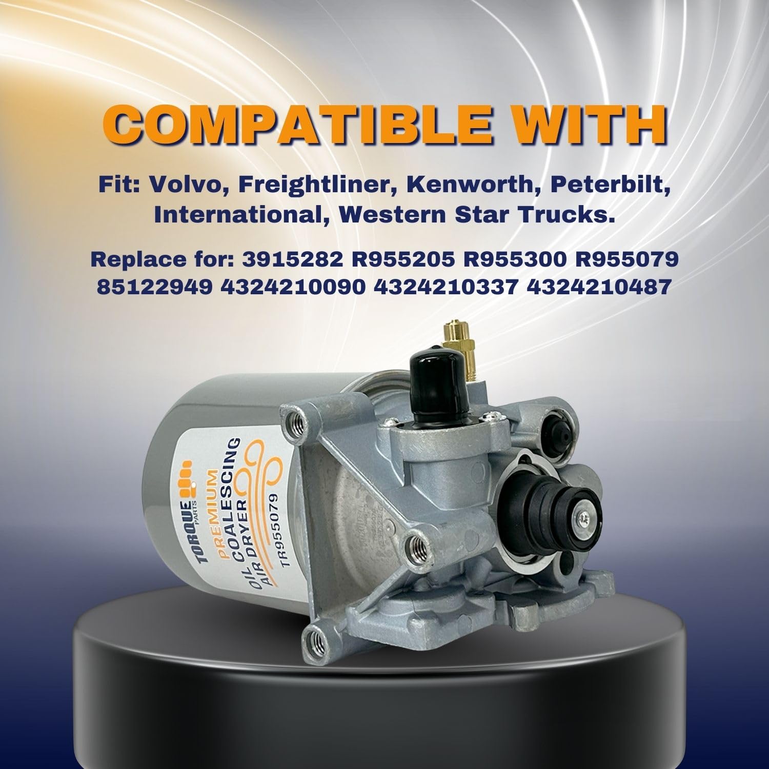 Torque R955079 coalescing cartridge capturing contaminants before braking.