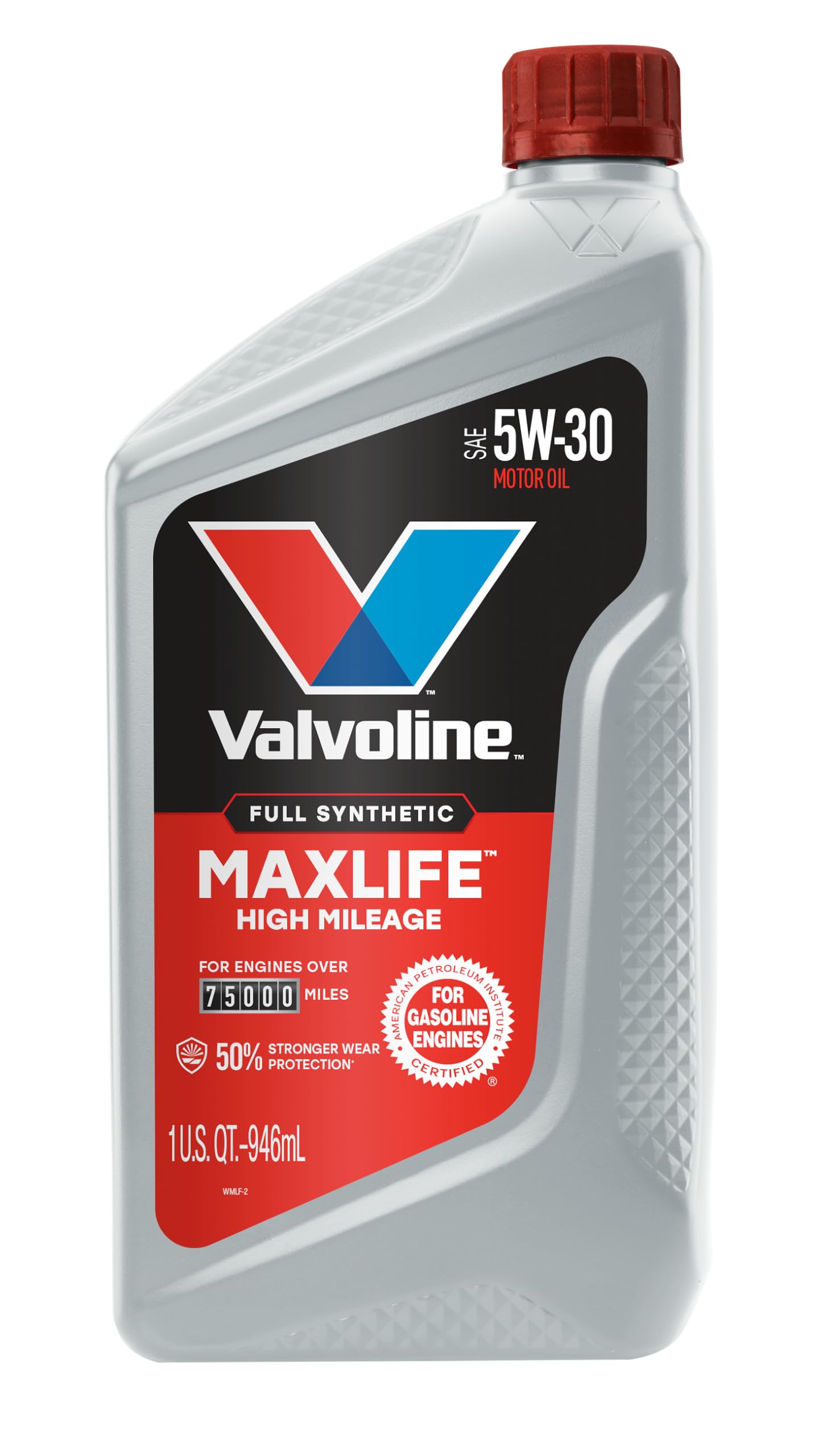 Valvoline MaxLife high mileage oil bottle highlights long-life engine protection.