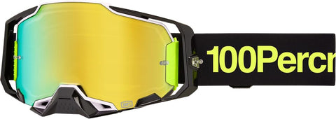 100% Armega Goggles with mirror gold lens for sharp visibility on overcast tracks