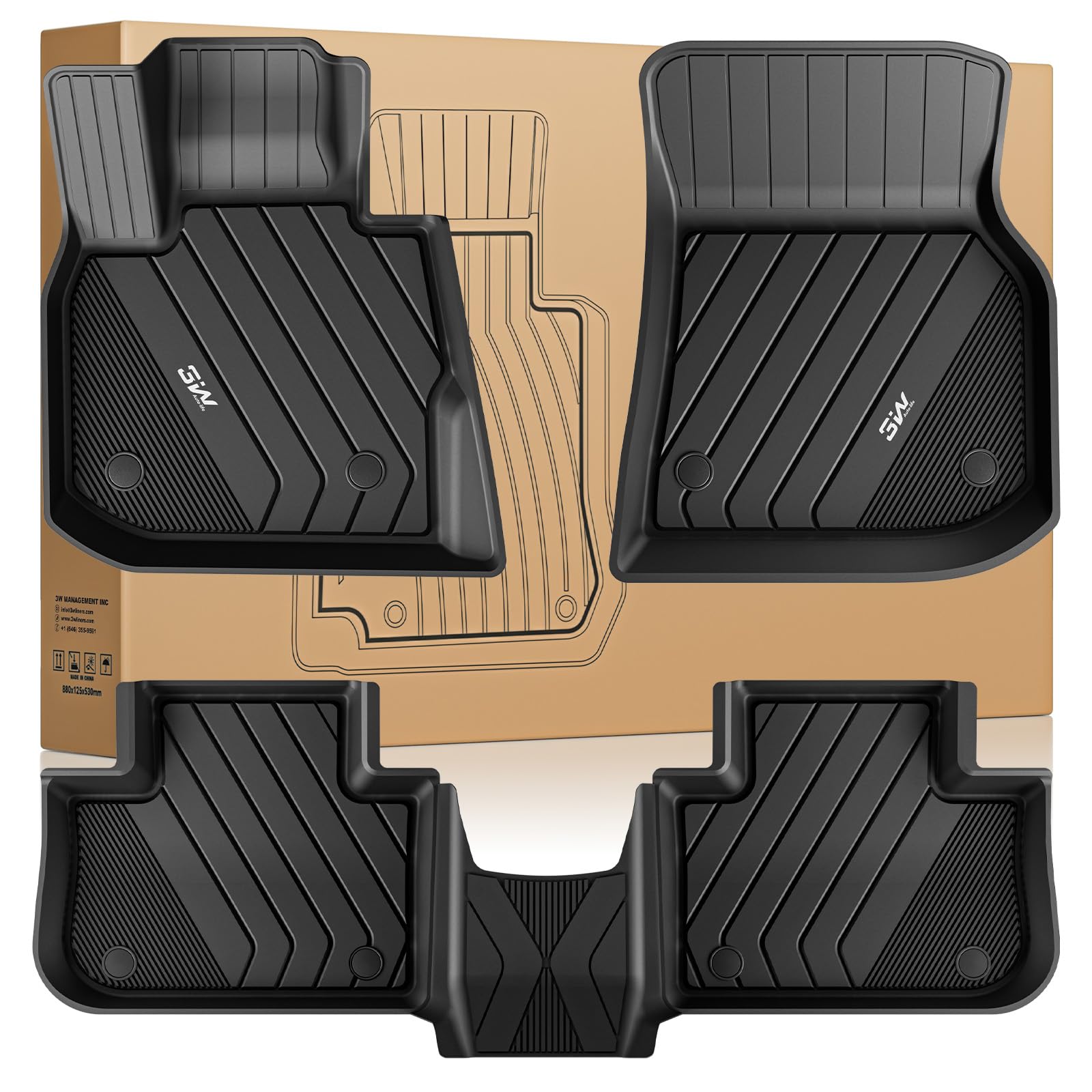 3W BMW X3 edge-to-edge fit floor mats protect carpets with precise coverage.