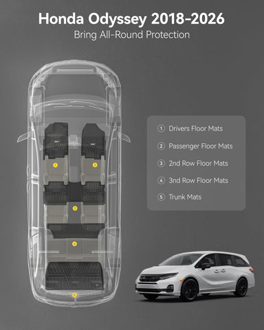 3W cargo liner for Honda Odyssey trunk keeps cargo dry.