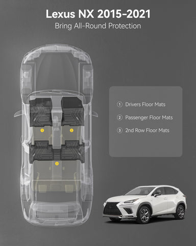 Durable TPE construction for all-weather use on 3W Lexus NX mats