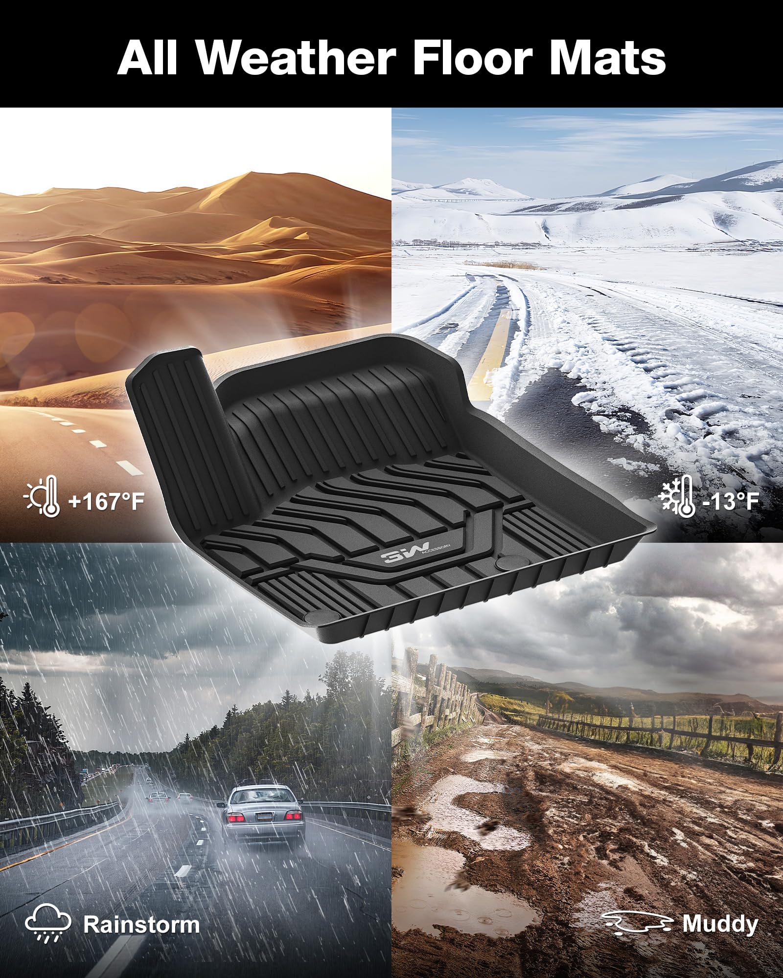 3W Nissan Rogue 1st and 2nd row mats fit precisely