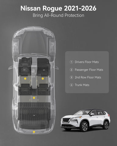3W Nissan Rogue cargo mat trunk area detailing water-resistant protection