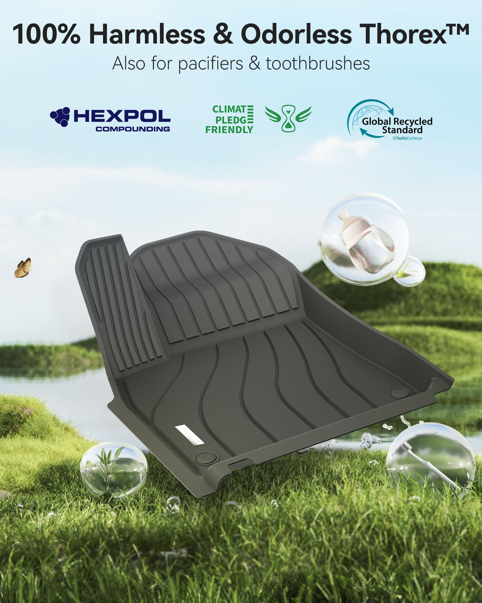 3W Porsche Cayenne all-weather floor mats resist water, mud, and stains.