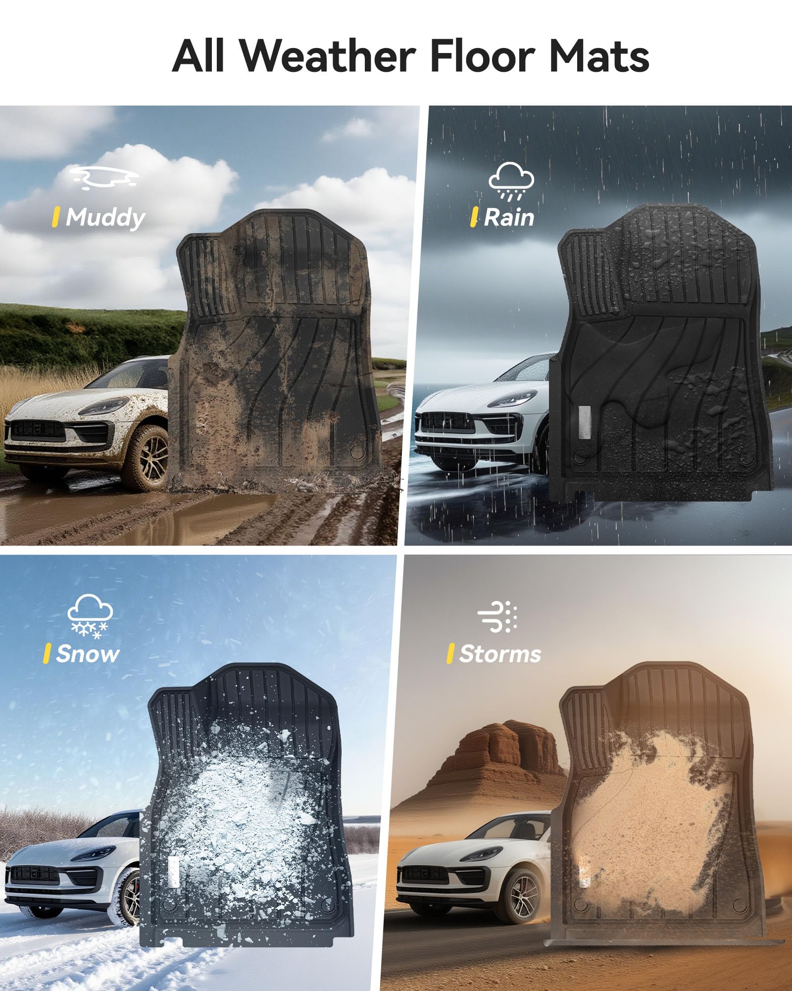 3W Porsche Cayenne odorless TPE mats stay safe and fragrance-free.