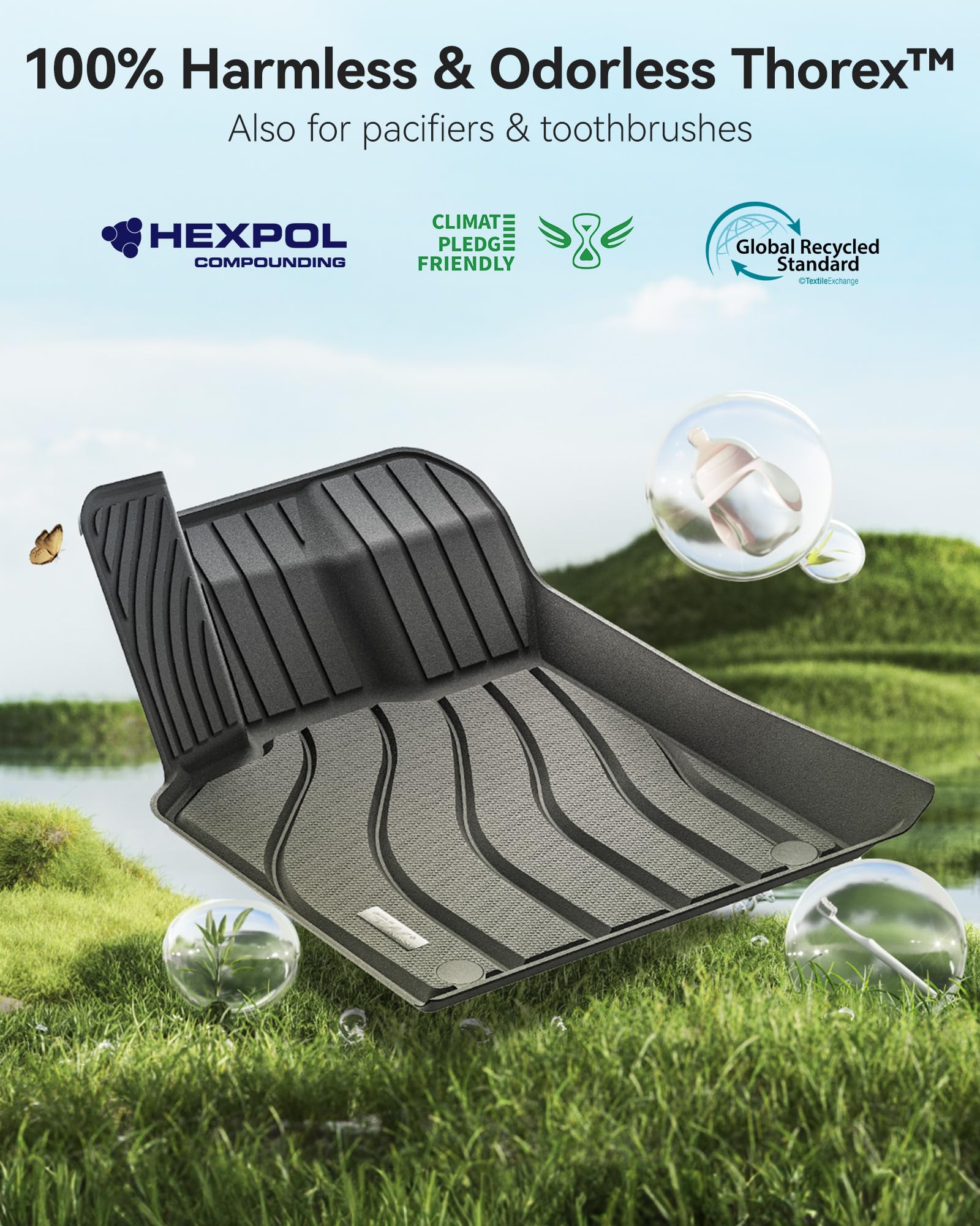 3W Porsche Macan rear floor mat center, full coverage for rear passengers.