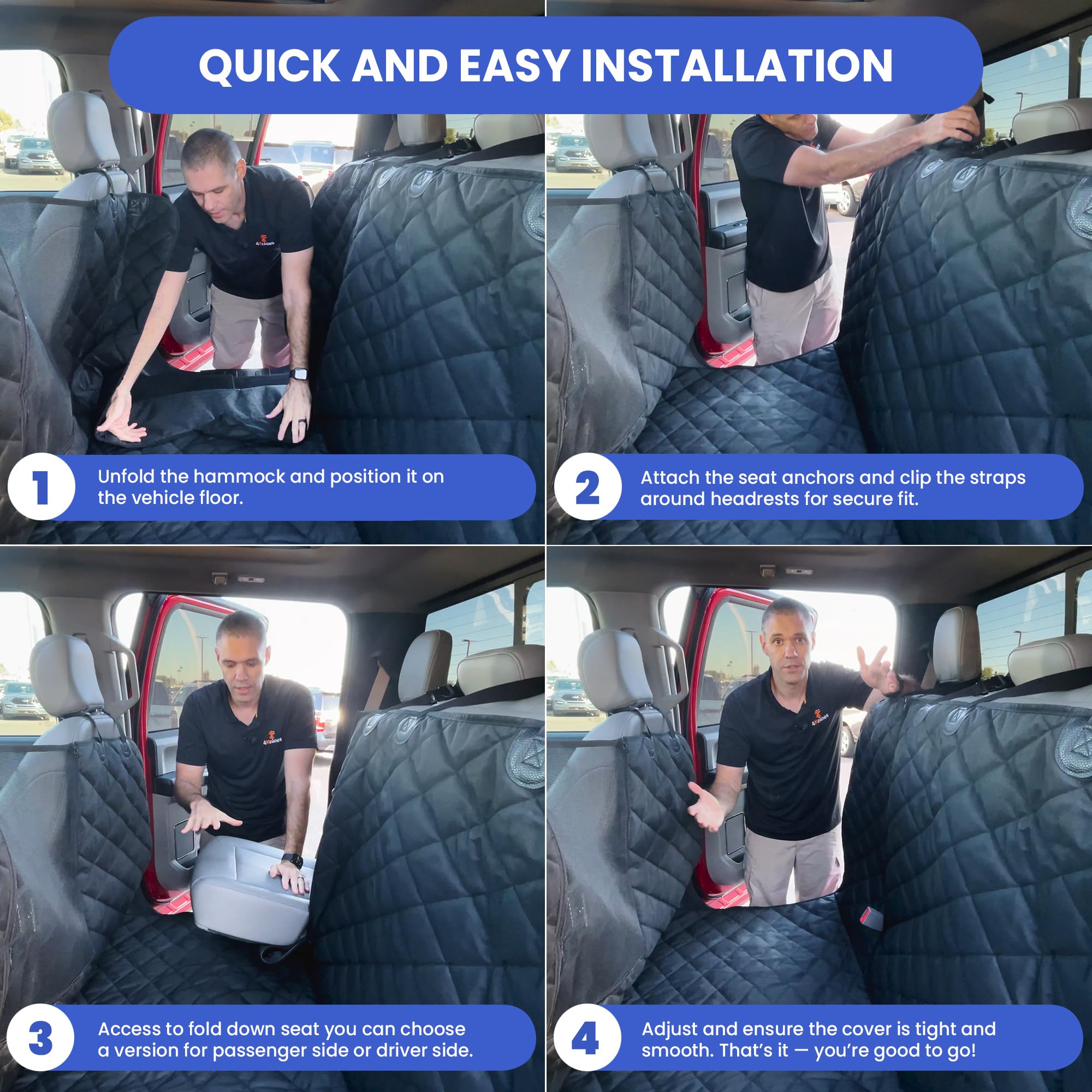 4Knines dog floor hammock waterproof bottom protects back seats from moisture