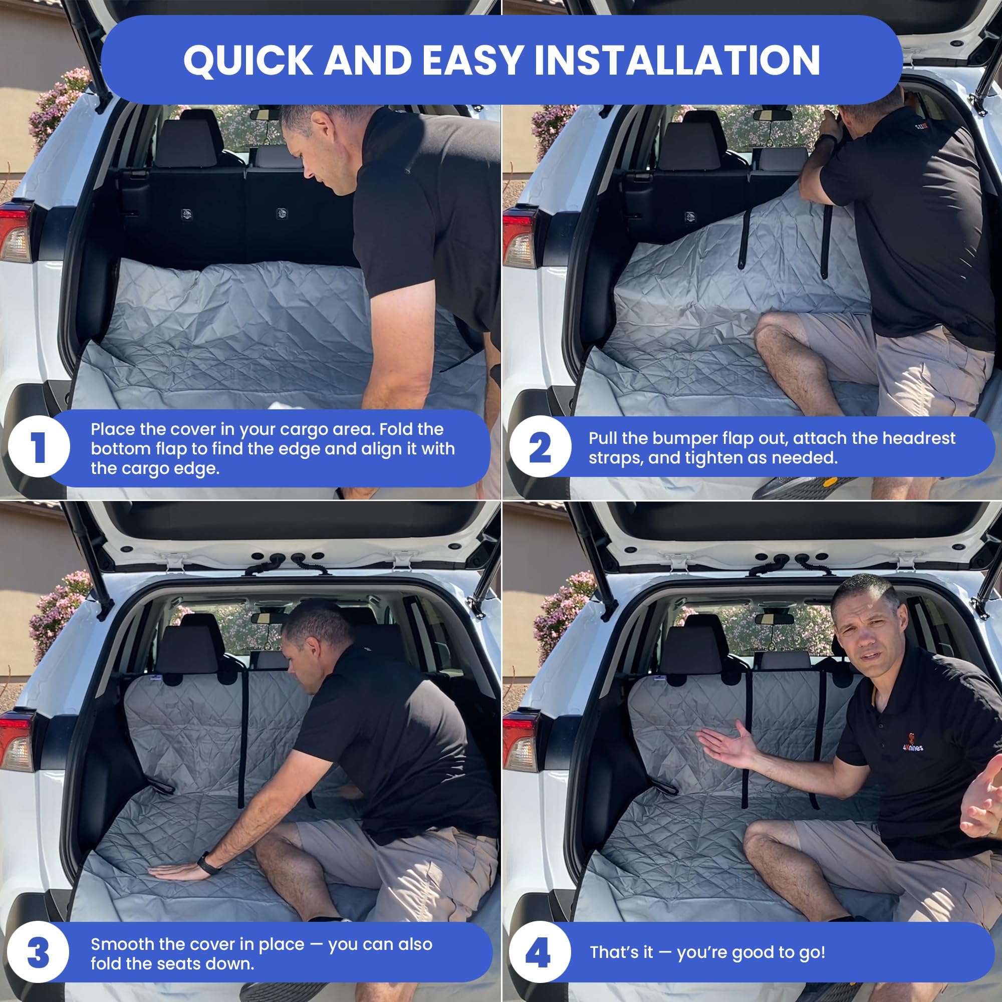 4Knines Split Cargo Liner non-slip back keeps liner in place while driving