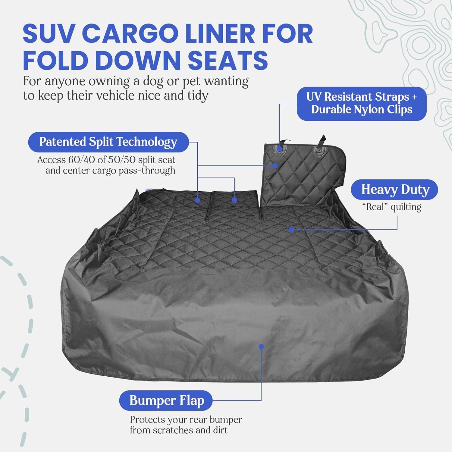 4Knines cargo liner with non-slip backing keeps gear stable during trips.