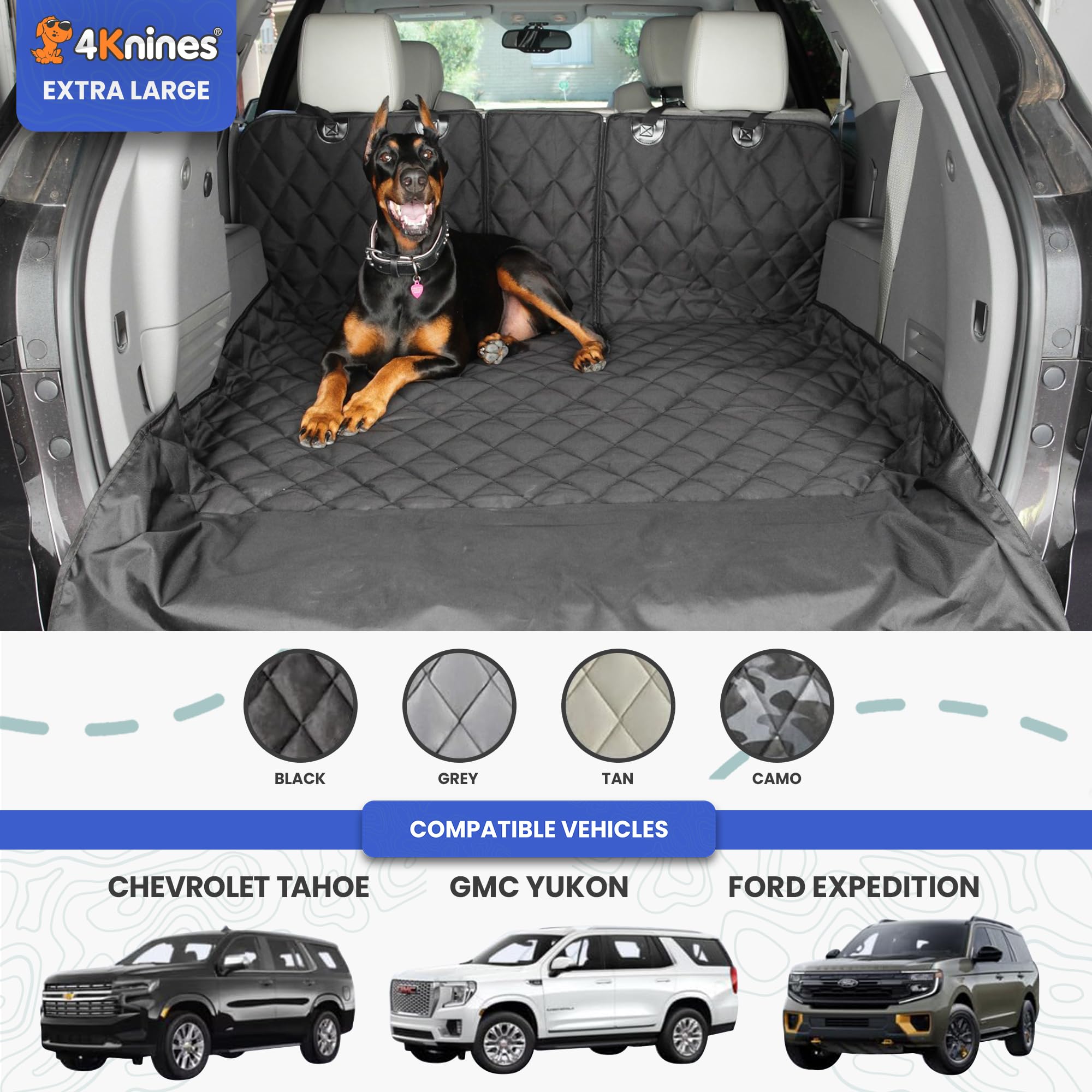 4Knines Split Cargo Liner waterproof backing blocks spills in the trunk