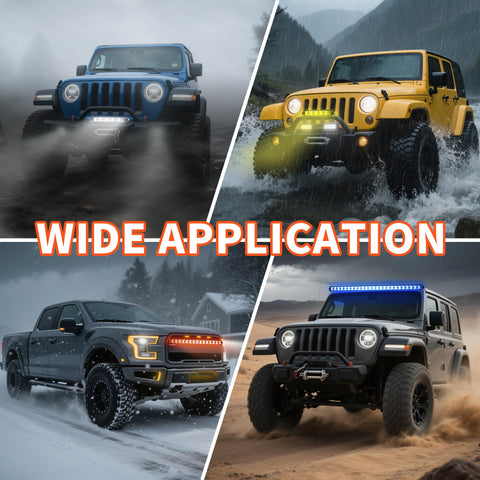 4WDKING RGB light bar 52 inch mounting bracket demonstrates versatile installation.