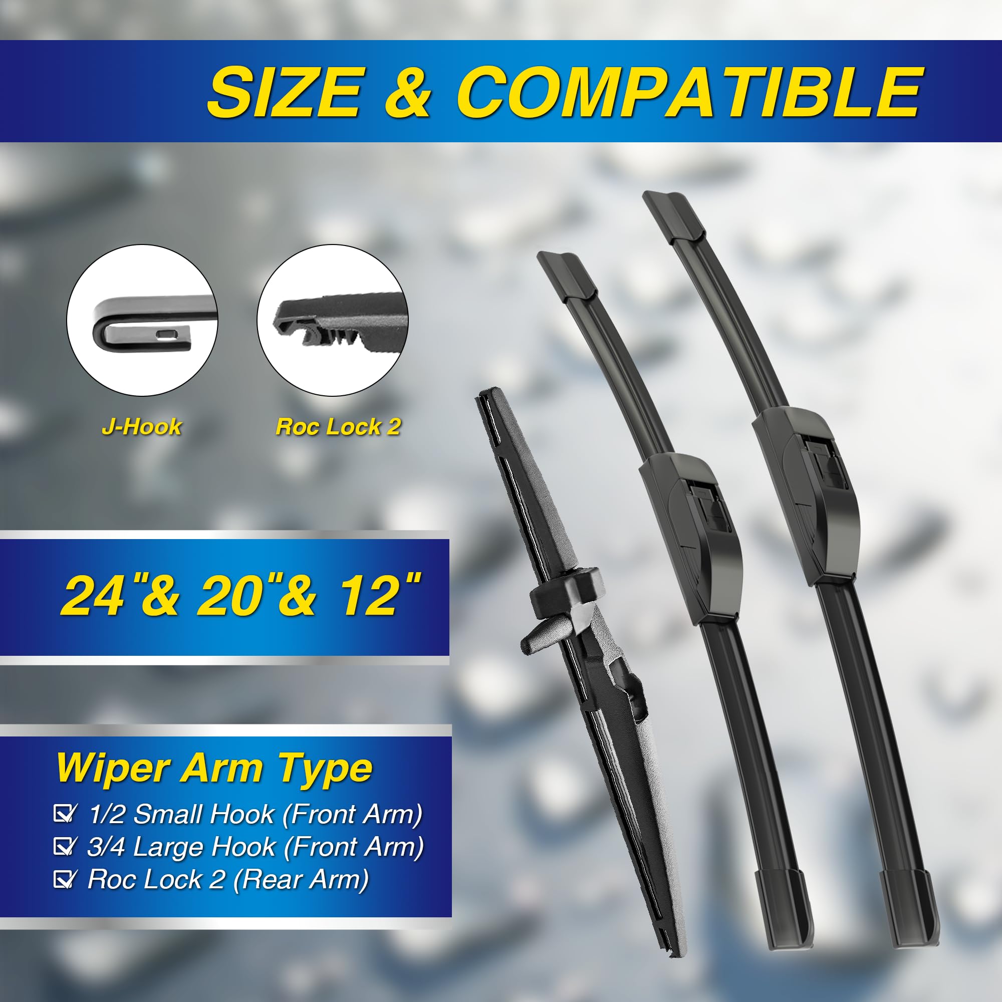 5 PLUS silicone wipers 20-inch front blade ensures smooth wiping for 4Runner