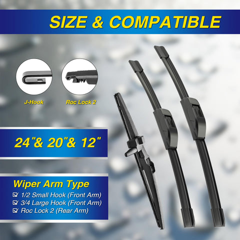 5 PLUS silicone wipers 20-inch front blade ensures smooth wiping for 4Runner