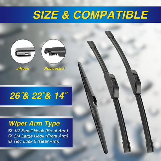 5 PLUS silicone wiper 22-inch front view provides smooth wipe