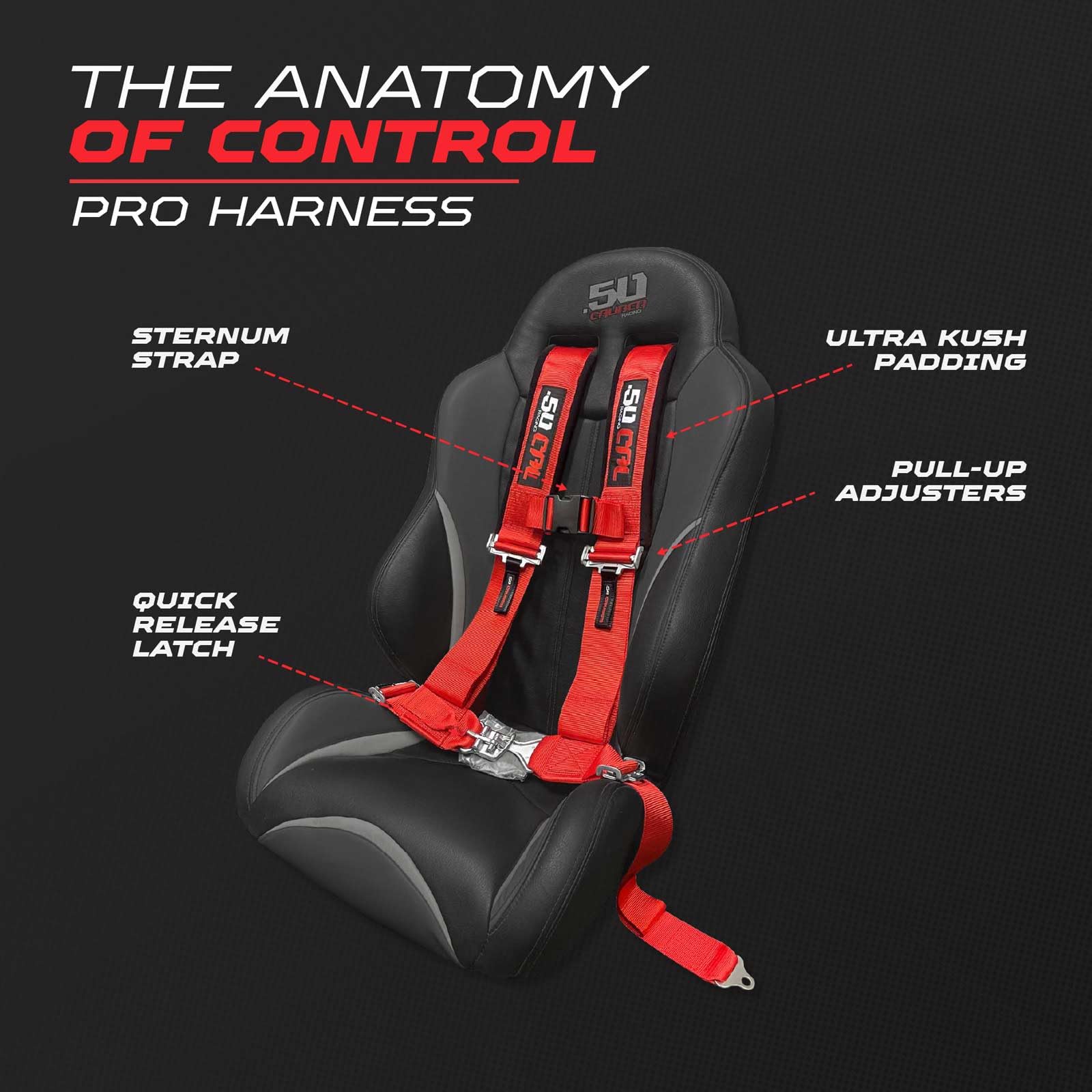 Sternum strap detail adds upper-body support during aggressive maneuvers