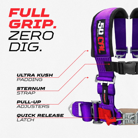 50 Caliber Racing sternum strap adds extra upper-body support for stability