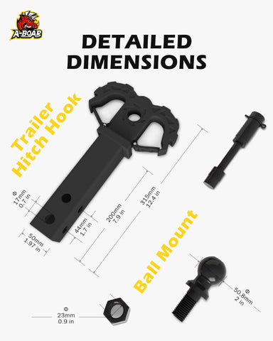 A-BOAR 2-inch ball included for immediate towing compatibility.
