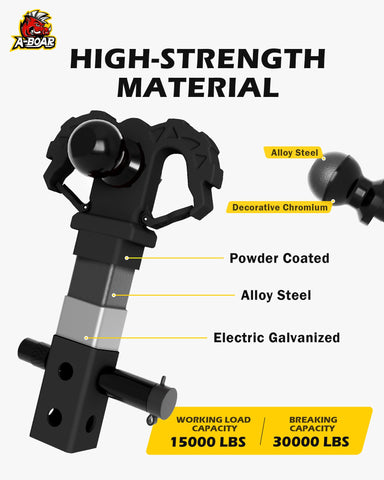 A-BOAR hitch step with tow strap attachment offers versatile recovery options.