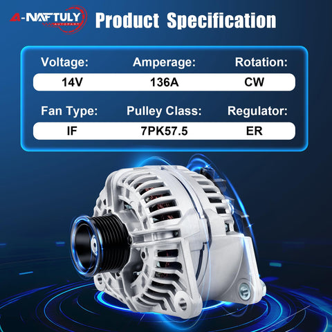A-NAFTULY alternator 7-groove pulley detail supports smooth belt operation.