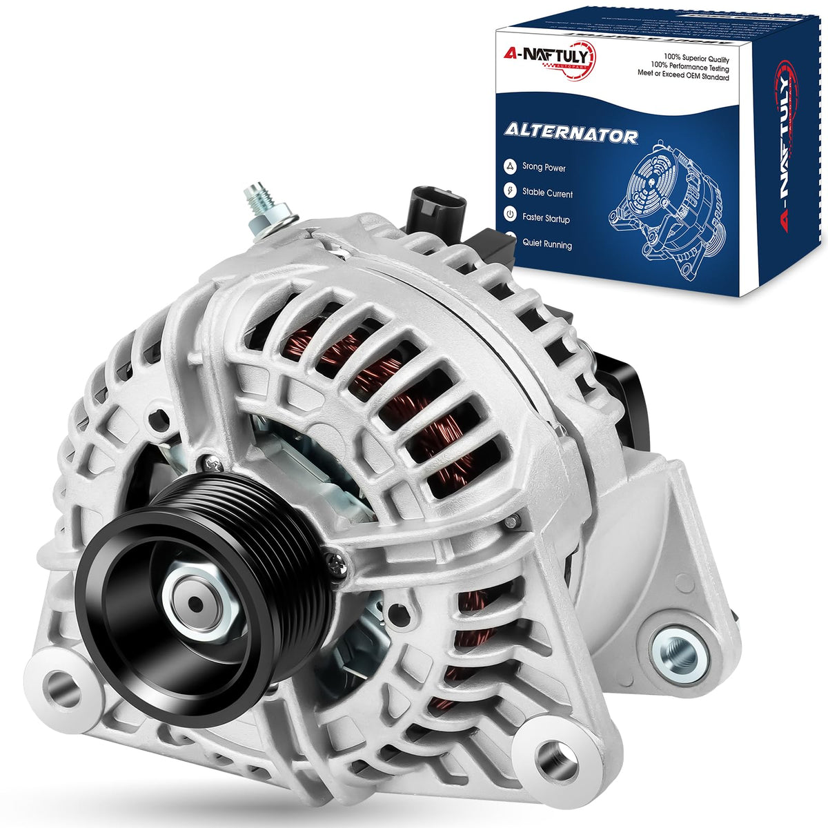 A-NAFTULY alternator for Ram 1500 front view shows rugged build for reliable power.
