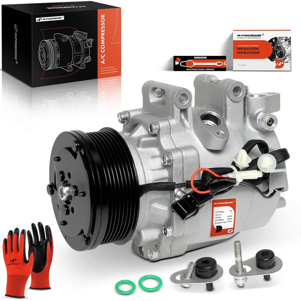 A-Premium Honda Civic AC compressor with clutch front view for fitment confirmation