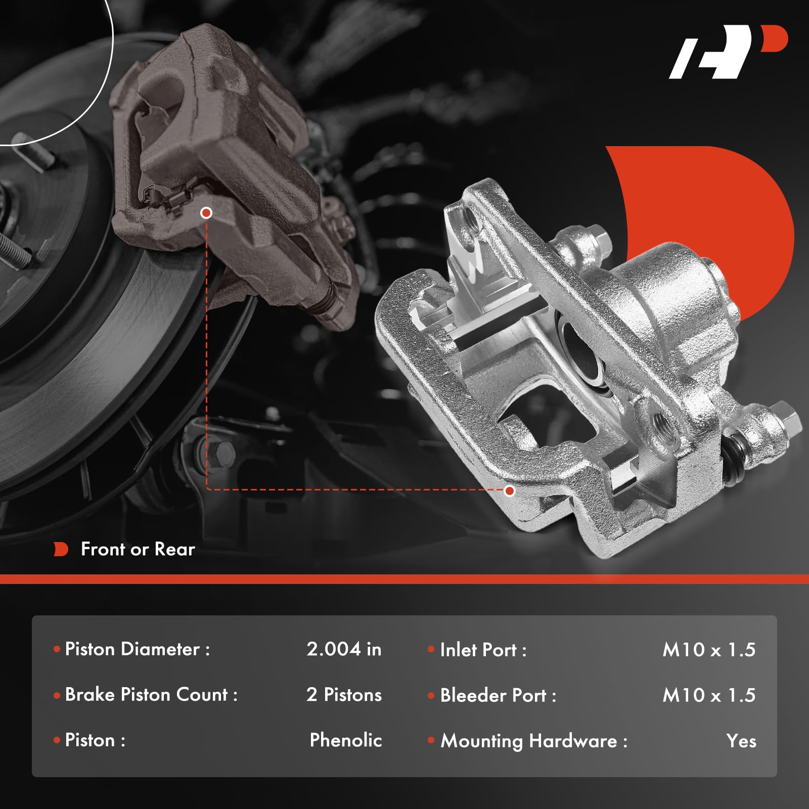 A-Premium brake caliper front-right view supports smooth, even wear on four-wheel discs.