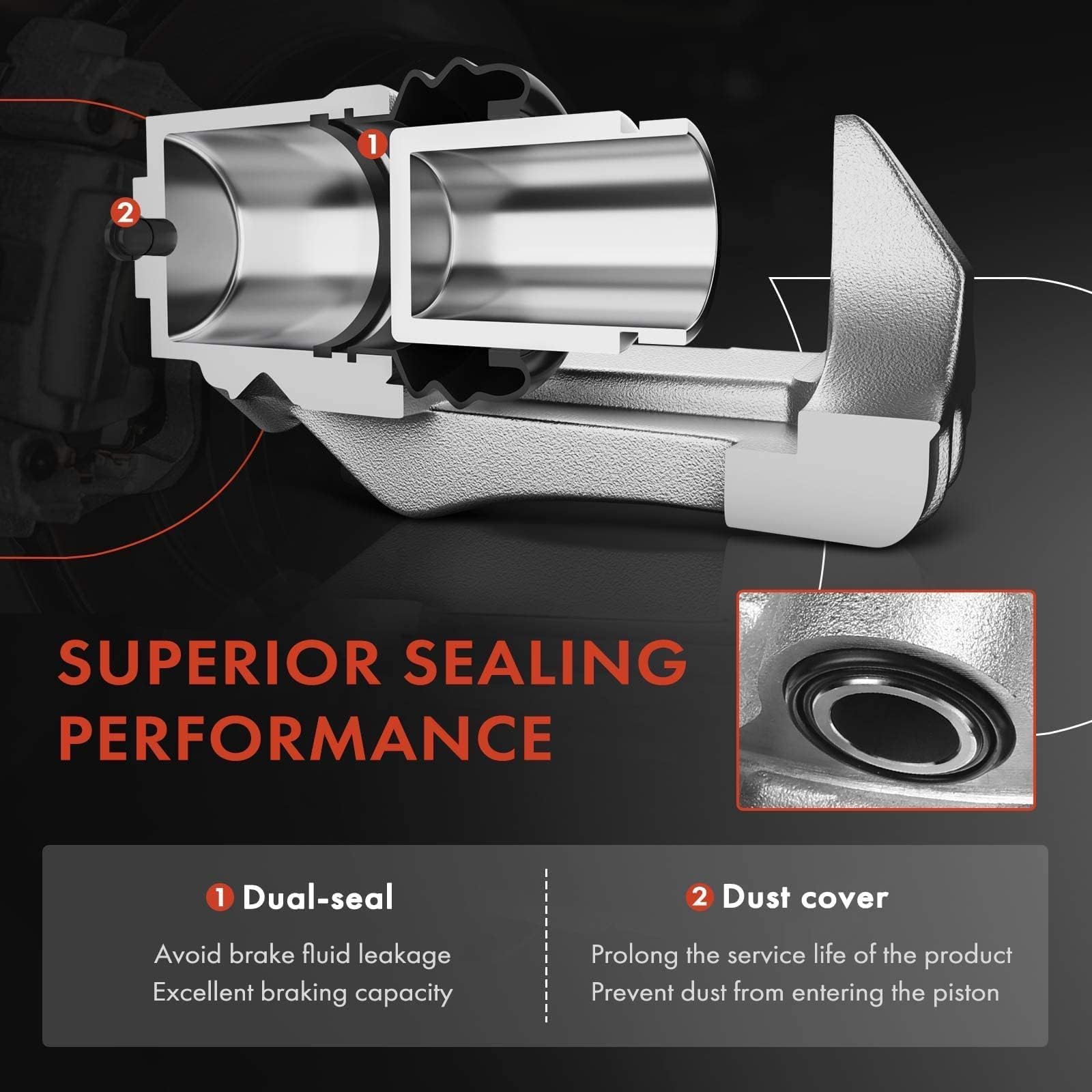 A-Premium brake caliper rear-right view provides consistent braking under varied loads.